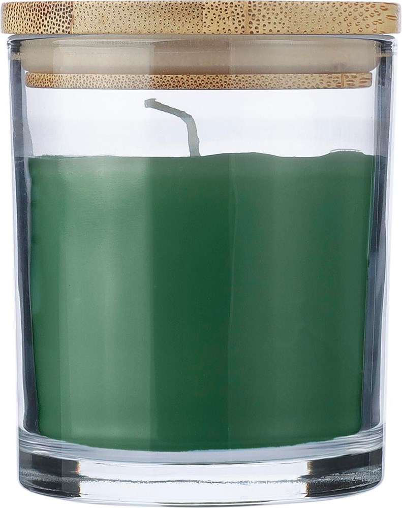 Kaars Riven | Glas met bamboe deksel - groen