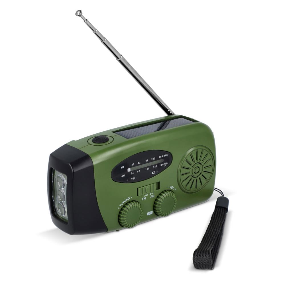 SafeSound Noodradio met Zonne-energie en Opwindbaar - Donker Groen